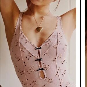 FP Movement by Free People Blush Lace Bodysuit Sz M